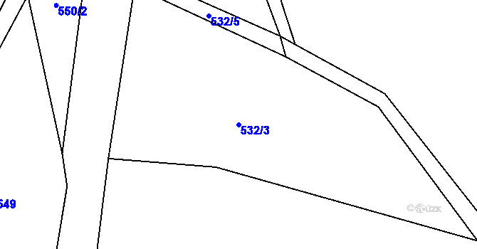 Parcela st. 532/3 v KÚ Levín u Litoměřic, Katastrální mapa