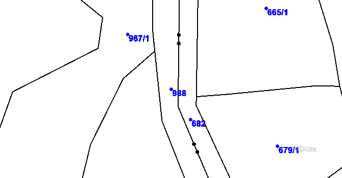 Parcela st. 988 v KÚ Levín u Litoměřic, Katastrální mapa