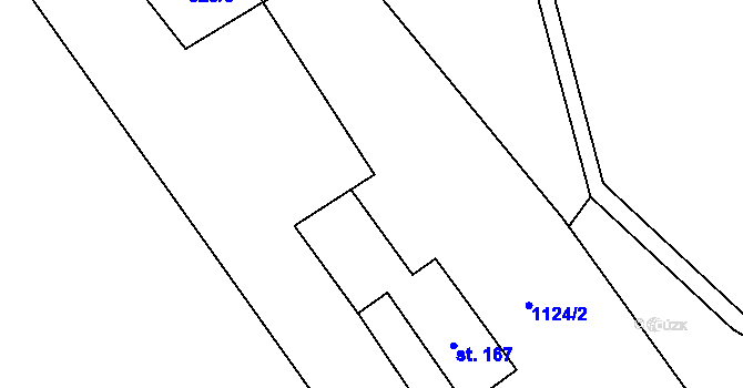 Parcela st. 1124/4 v KÚ Levín u Litoměřic, Katastrální mapa