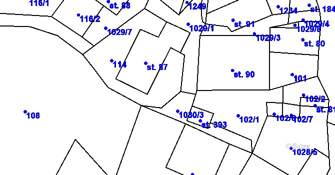 Parcela st. 1029/5 v KÚ Levín u Litoměřic, Katastrální mapa
