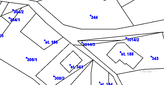Parcela st. 1014/3 v KÚ Levín u Litoměřic, Katastrální mapa