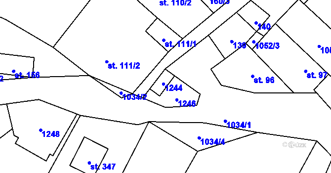 Parcela st. 174/3 v KÚ Levín u Litoměřic, Katastrální mapa
