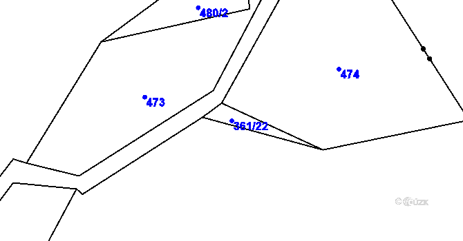 Parcela st. 361/22 v KÚ Levín u Litoměřic, Katastrální mapa