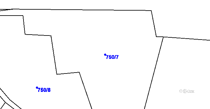 Parcela st. 750/7 v KÚ Levín u Litoměřic, Katastrální mapa
