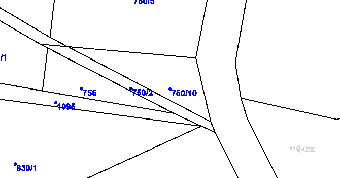 Parcela st. 750/10 v KÚ Levín u Litoměřic, Katastrální mapa