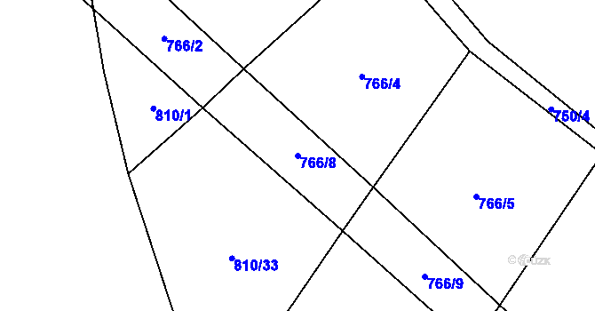 Parcela st. 766/8 v KÚ Levín u Litoměřic, Katastrální mapa