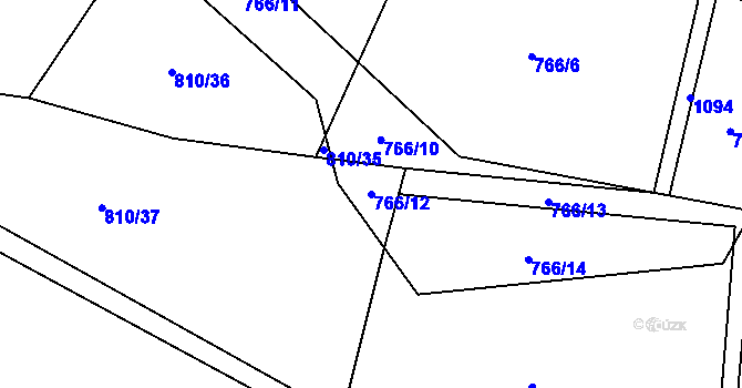 Parcela st. 766/12 v KÚ Levín u Litoměřic, Katastrální mapa