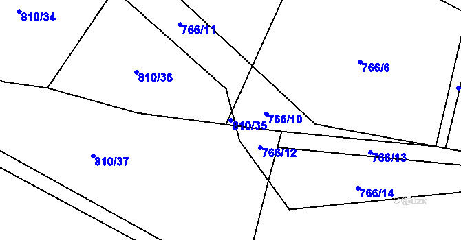 Parcela st. 810/35 v KÚ Levín u Litoměřic, Katastrální mapa