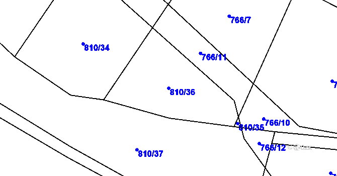 Parcela st. 810/36 v KÚ Levín u Litoměřic, Katastrální mapa