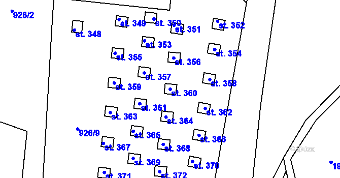 Parcela st. 360 v KÚ Levín u Litoměřic, Katastrální mapa