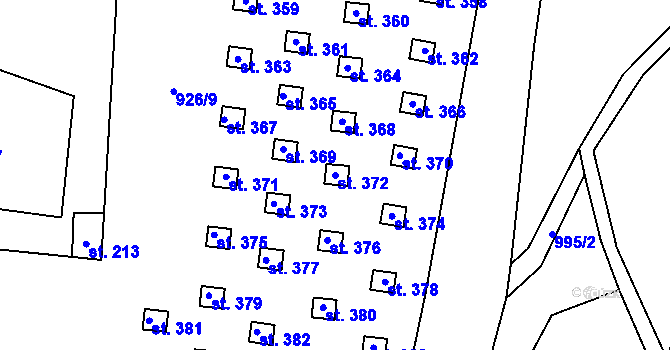 Parcela st. 372 v KÚ Levín u Litoměřic, Katastrální mapa