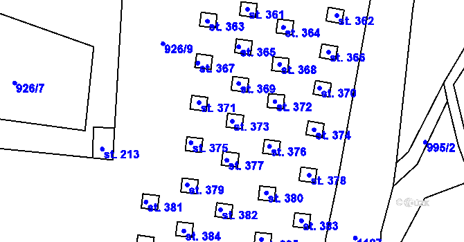 Parcela st. 373 v KÚ Levín u Litoměřic, Katastrální mapa