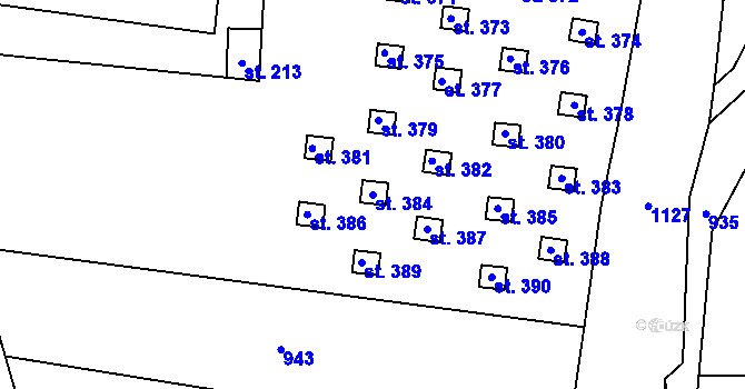 Parcela st. 384 v KÚ Levín u Litoměřic, Katastrální mapa