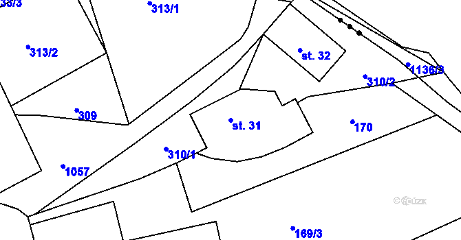 Parcela st. 31 v KÚ Muckov, Katastrální mapa