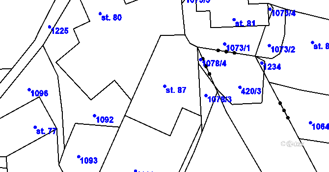 Parcela st. 87 v KÚ Muckov, Katastrální mapa