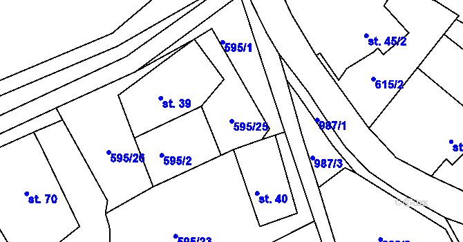 Parcela st. 595/25 v KÚ Muckov, Katastrální mapa