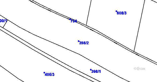 Parcela st. 398/2 v KÚ Lezník, Katastrální mapa