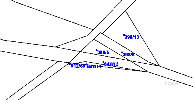 Parcela st. 398/5 v KÚ Lezník, Katastrální mapa