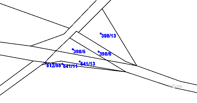 Parcela st. 398/6 v KÚ Lezník, Katastrální mapa