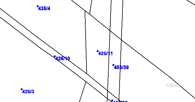 Parcela st. 425/11 v KÚ Lezník, Katastrální mapa