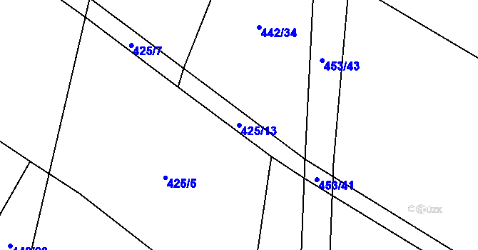 Parcela st. 425/13 v KÚ Lezník, Katastrální mapa