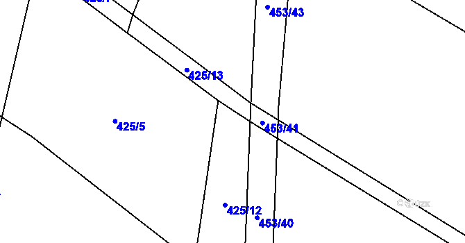 Parcela st. 425/14 v KÚ Lezník, Katastrální mapa