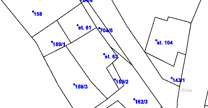 Parcela st. 62 v KÚ Lezník, Katastrální mapa