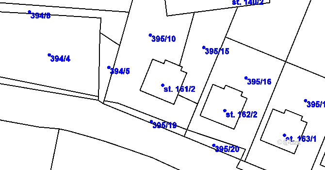 Parcela st. 161/2 v KÚ Lezník, Katastrální mapa
