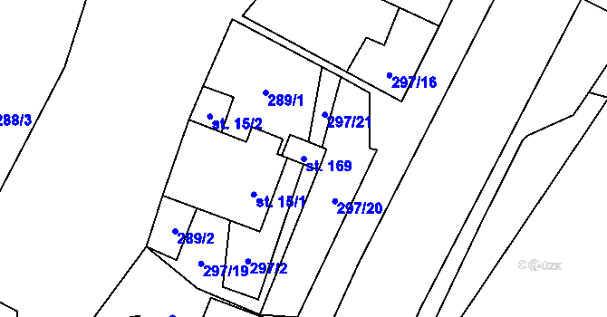Parcela st. 169 v KÚ Lezník, Katastrální mapa