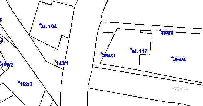 Parcela st. 394/3 v KÚ Lezník, Katastrální mapa