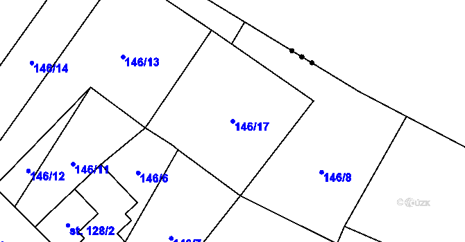 Parcela st. 146/17 v KÚ Lezník, Katastrální mapa
