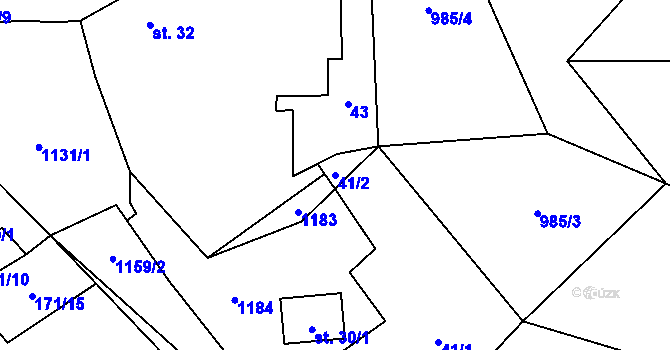 Parcela st. 41/2 v KÚ Přibenice, Katastrální mapa