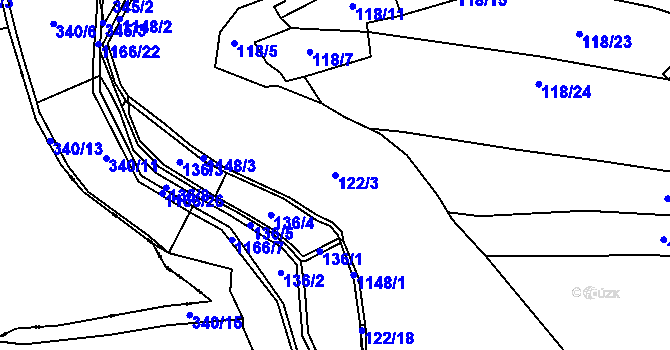 Parcela st. 122/3 v KÚ Přibenice, Katastrální mapa