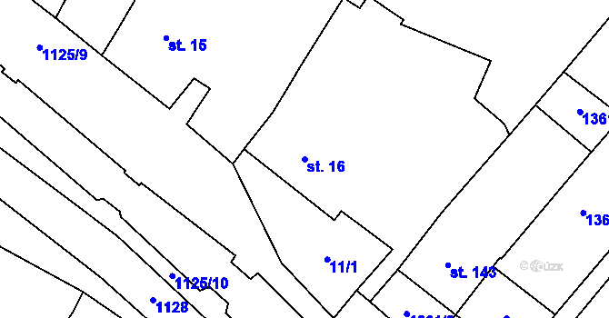 Parcela st. 16 v KÚ Lhánice, Katastrální mapa