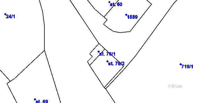Parcela st. 76/1 v KÚ Lhánice, Katastrální mapa