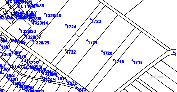 Parcela st. 1328/1 v KÚ Lhánice, Katastrální mapa
