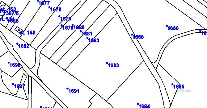Parcela st. 1387/4 v KÚ Lhánice, Katastrální mapa
