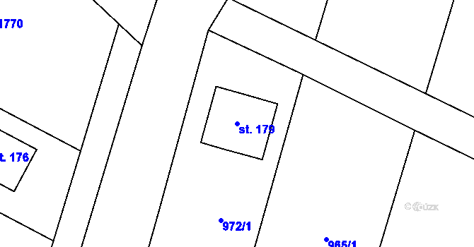 Parcela st. 179 v KÚ Lhánice, Katastrální mapa