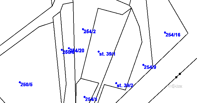 Parcela st. 39/1 v KÚ Hrbov u Lhenic, Katastrální mapa