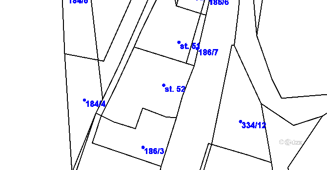 Parcela st. 52 v KÚ Hrbov u Lhenic, Katastrální mapa