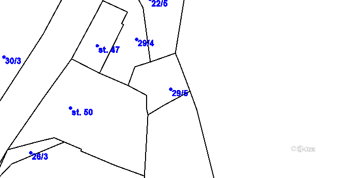 Parcela st. 29/5 v KÚ Hrbov u Lhenic, Katastrální mapa