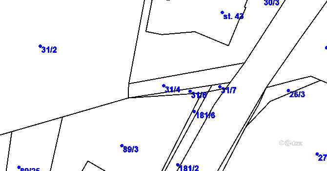 Parcela st. 31/4 v KÚ Hrbov u Lhenic, Katastrální mapa