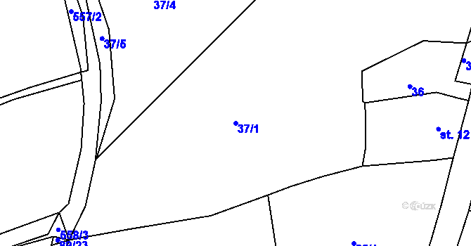 Parcela st. 37/1 v KÚ Hrbov u Lhenic, Katastrální mapa
