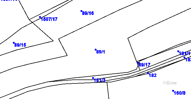 Parcela st. 89/1 v KÚ Hrbov u Lhenic, Katastrální mapa
