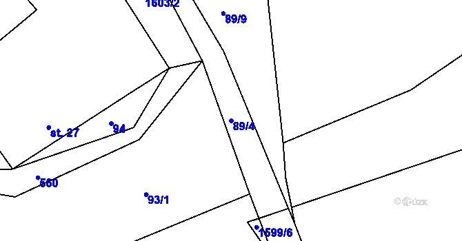 Parcela st. 89/4 v KÚ Hrbov u Lhenic, Katastrální mapa