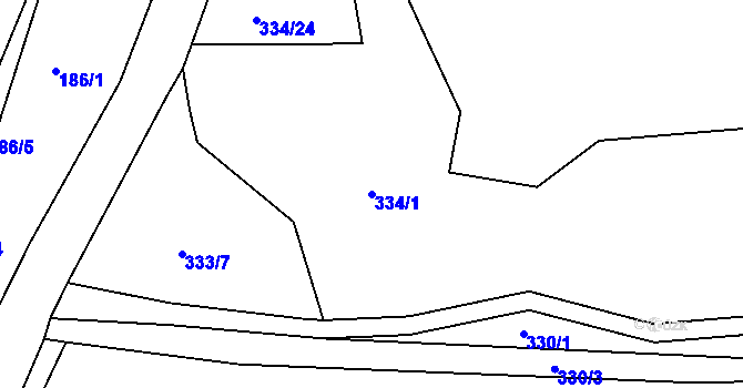 Parcela st. 334/1 v KÚ Hrbov u Lhenic, Katastrální mapa