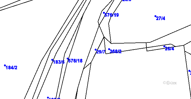 Parcela st. 29/7 v KÚ Hrbov u Lhenic, Katastrální mapa