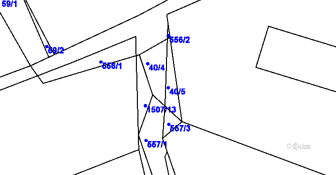 Parcela st. 40/5 v KÚ Hrbov u Lhenic, Katastrální mapa