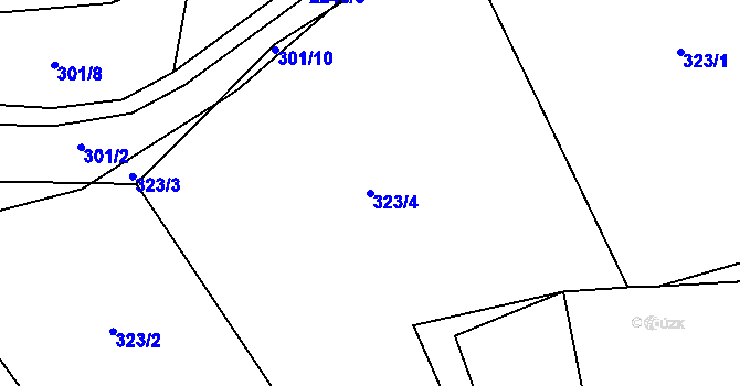 Parcela st. 323/4 v KÚ Hrbov u Lhenic, Katastrální mapa