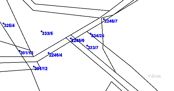 Parcela st. 323/7 v KÚ Hrbov u Lhenic, Katastrální mapa